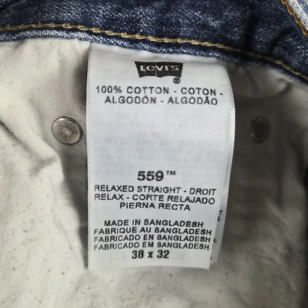Levis 559 Relaxed Straight Jeans Mens 38x32 Blue Denim Medium Wash Cotton Y2K